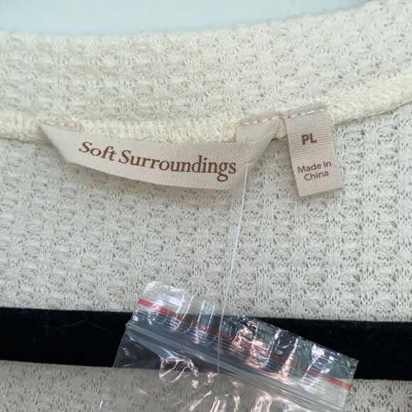 Soft Surroundings Ivory Cream Waffle Knit Long Sleeve Button Shirt Cardigan PL N - Picture 8 of 11